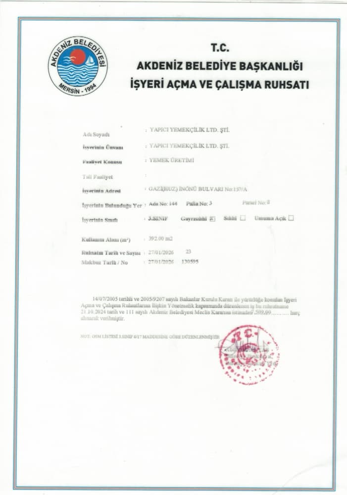 İş Yeri Açma ve Çalıştırma Ruhsatı — Belediye ruhsatı